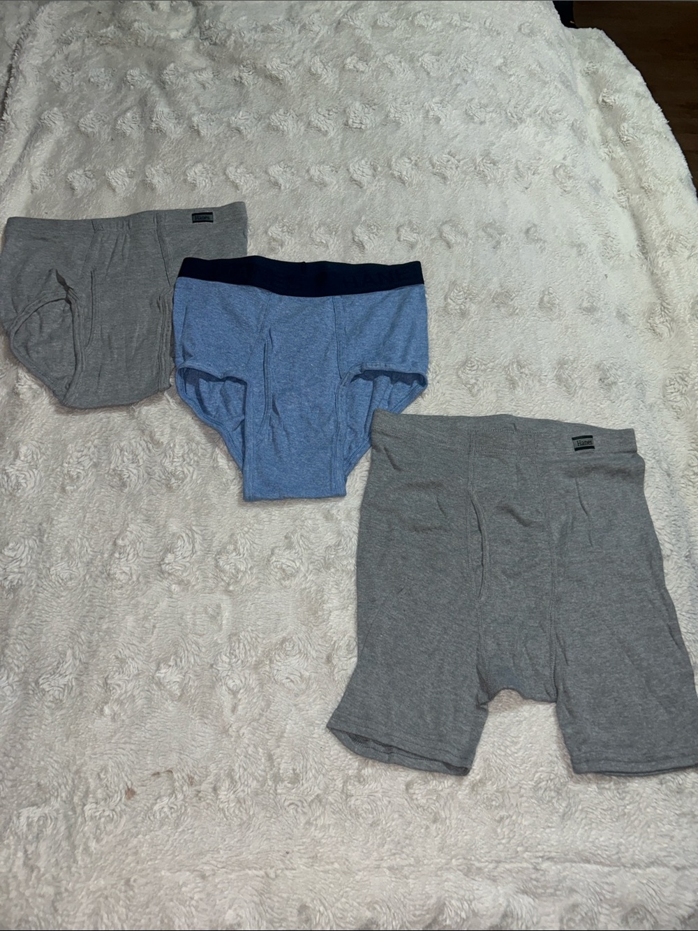 Hanes Men's Gray and Light Blue Boxer Briefs Bundle